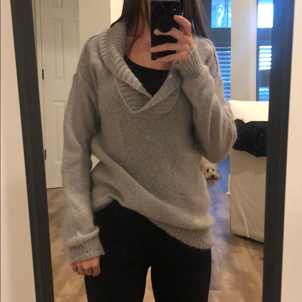 Grey oversized cozy sweater from J Crew.
